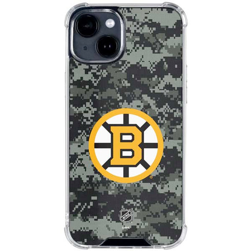 NHL Boston Bruins Camo iPhone 15 Clear Case